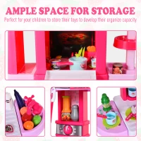 HOMCOM  Kids Kitchen Play Set Children Chef Play Game Toy Cook Bake Boil w/ 33Pc Toy Accessories, Light, Sound - Pink(m-7)