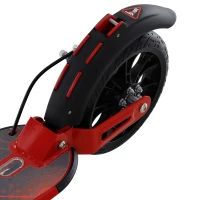 Soozier Kick Scooter Folding Adjustable Ride On Toy w/ Dual Braking System, Rear Shock Absorption and 8" Big Wheels For 14+ Teens Adult, Red(m-11)