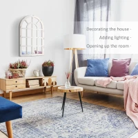 HOMCOM 43" x 27.5" Large Wall Mirror, Arch Window Mirror for Wall Decor in Living Room, Bedroom, Entryway, Rustic White(m-4)