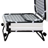 HOMCOM Portable Folding Bed, Single Guest Bed Convertible Sleeper Ottoman with Wheels, Mattress for Bedroom & Office, White(m-8)