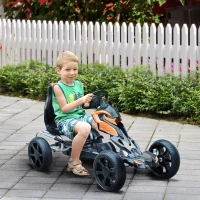 Aosom Kids Pedal Powered Ride-On Go Kart Racer With Hand Brake And Non-Slip Wheels - Orange(m-8)