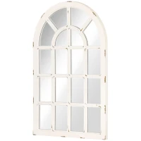 HOMCOM 43" x 27.5" Large Wall Mirror, Arch Window Mirror for Wall Decor in Living Room, Bedroom, Entryway, Rustic White(m-9)