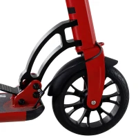 Soozier Kick Scooter Folding Adjustable Ride On Toy w/ Dual Braking System, Rear Shock Absorption and 8" Big Wheels For 14+ Teens Adult, Red(m-10)