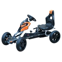 Aosom Kids Pedal Powered Ride-On Go Kart Racer With Hand Brake And Non-Slip Wheels - Orange(m-10)