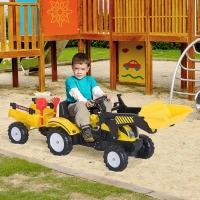 Aosom Ride On Excavator Kids Toy Construction Equipment with Pedal Controls, 6 Wheels & Controllable Dirt Bucket(m-9)