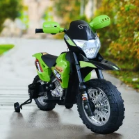 Aosom Ride-On Childrens Motorcycle w/ Real Driving Sounds & Fun Built-In Music Green(m-10)