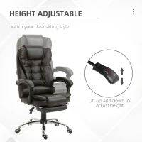 HOMCOM High Back Ergonomic Executive Office Chair, PU Leather Computer Chair with Retractable Footrest, Lumbar Support, Padded Headrest and Armrest, Dark Brown(m-4)