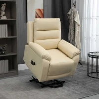 HOMCOM Electric Power Lift Chair for Elderly with Massage, Oversized Living Room Recliner with Remote Control, and Side Pockets, Beige(m-2)
