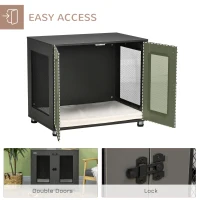 PawHut Dog Crate Indoor Dog Kennel for Small Medium Dogs with Double Doors, 31.5" x 21.75" x 27.5", Grey(m-6)