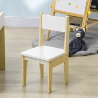 Qaba 3 Pcs Kids Table and Chair Set with Storage Under Tabletop, Activity Table and 2 Chairs, Kids Drawing Table for Playroom Furniture, White(m-9)