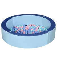 Outsunny Foam Kids Ball Pit Pool with Removable & Washable Cover, 45" x 10" Round Ball Pit for Toddlers with 200 Ocean Balls, Soft Baby Playpen, Blue(m-1)