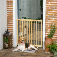 PawHut Adjustable Wooden Pet Gate, Walk Through Safety Barrier, Fits 23.75"-40.25" Openings, Secure and Stylish(m-1)