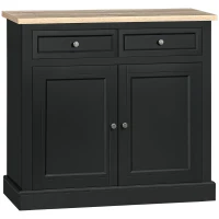 HOMCOM Sideboard Buffet Cabinet, Coffee Bar Cabinet with 2 Drawers and Double Door Cupboard for Kitchen, Living Room, Entryway, Black(m-1)