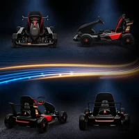 Aosom 24V 7.5 MPH Electric Go Kart, Drifting Car for Kids with Remote Control, Music, Horn Honking, Outdoor Ride On Toy Toys for 6-12 Years Old(m-7)