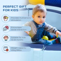 Outsunny Foam Kids Ball Pit Pool with Removable & Washable Cover, 45" x 10" Round Ball Pit for Toddlers with 200 Ocean Balls, Soft Baby Playpen, Blue(m-7)