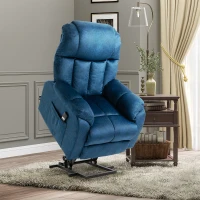 HOMCOM Power Lift Chair, Electric Recliner for the Elderly, Compact Living Room Chair with Side Pocket & Remote Control, Blue(m-9)