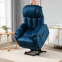 HOMCOM Power Lift Chair, Electric Recliner for the Elderly, Compact Living Room Chair with Side Pocket & Remote Control, Blue(m-10)