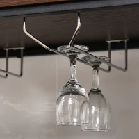 HOMCOM Industrial Wine Rack with 11-Bottles Holder, FreeStanding Wine Shelf with Glass Holders for Home Bar, Dark Brown(m-8)
