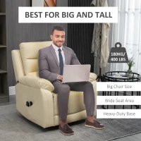 HOMCOM Electric Power Lift Chair for Elderly with Massage, Oversized Living Room Recliner with Remote Control, and Side Pockets, Beige(m-7)