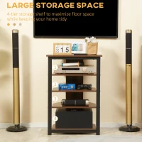 HOMCOM Media Stand with 4-Tier Audio Rack AV Media Corner Shelf with Cable Management for DVD Players Game Console TV Box Cable Box Xbox WiFi Router, Brown(m-5)