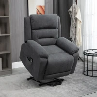HOMCOM Electric Power Lift Chair for Elderly with Massage, Oversized Living Room Recliner with Remote Control, and Side Pockets, Grey(m-10)