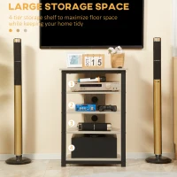 HOMCOM Media Stand with 4-Tier Audio Rack AV Media Corner Shelf with Cable Management for DVD Players Game Console TV Box Cable Box Xbox WiFi Router, Gray(m-5)