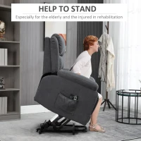 HOMCOM Electric Power Lift Chair for Elderly with Massage, Oversized Living Room Recliner with Remote Control, and Side Pockets, Grey(m-4)