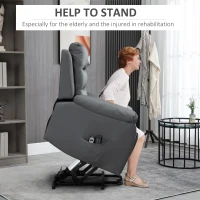 HOMCOM Electric Power Lift Chair for Elderly with Massage, Oversized Living Room Recliner with Remote Control, and Side Pockets, Grey(m-4)