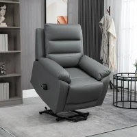 HOMCOM Electric Power Lift Chair for Elderly with Massage, Oversized Living Room Recliner with Remote Control, and Side Pockets, Grey(m-2)