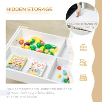 Qaba 3 Pcs Kids Table and Chair Set with Storage Under Tabletop, Activity Table and 2 Chairs, Kids Drawing Table for Playroom Furniture, White(m-5)