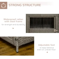 PawHut Rattan Dog Crate Cage, Dog Kennel Furniture with Soft Washable Cushion and Lockable Door for Small Sized Dogs, Gray(m-7)