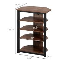 HOMCOM Media Stand with 4-Tier Audio Rack AV Media Corner Shelf with Cable Management for DVD Players Game Console TV Box Cable Box Xbox WiFi Router, Brown(m-3)