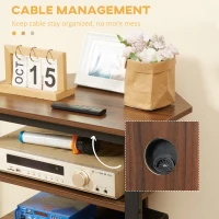 HOMCOM Media Stand with 4-Tier Audio Rack AV Media Corner Shelf with Cable Management for DVD Players Game Console TV Box Cable Box Xbox WiFi Router, Brown(m-6)