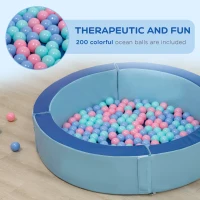 Outsunny Foam Kids Ball Pit Pool with Removable & Washable Cover, 45" x 10" Round Ball Pit for Toddlers with 200 Ocean Balls, Soft Baby Playpen, Blue(m-5)