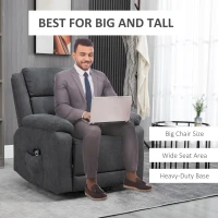 HOMCOM Electric Power Lift Chair for Elderly with Massage, Oversized Living Room Recliner with Remote Control, and Side Pockets, Grey(m-8)