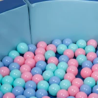 Outsunny Foam Kids Ball Pit Pool with Removable & Washable Cover, 45" x 10" Round Ball Pit for Toddlers with 200 Ocean Balls, Soft Baby Playpen, Blue(m-9)