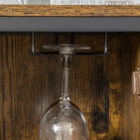 HOMCOM Industrial Wine Cabinet with 9 Bottle Wine Rack, Retro Liquor Cabinet with Glass Holders, Mesh Doors, and Storage Shelf for Home Bar, Dining Room, Rustic Brown(m-8)