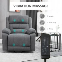 HOMCOM Electric Power Lift Chair for Elderly with Massage, Oversized Living Room Recliner with Remote Control, and Side Pockets, Grey(m-5)