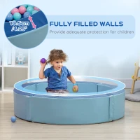 Outsunny Foam Kids Ball Pit Pool with Removable & Washable Cover, 45" x 10" Round Ball Pit for Toddlers with 200 Ocean Balls, Soft Baby Playpen, Blue(m-6)