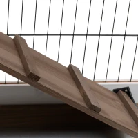 PawHut Wooden Rabbit Hutch, Indoor Bunny Cage with Wheels, Pull Out Trays, Run, Brown(m-9)