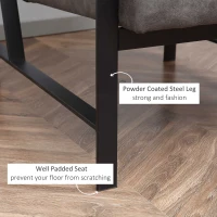 HOMCOM Industrial Accent Chairs with Cushioned Seat and Back, Upholstered Faux Leather Armchair for Bedroom, Living Room Chair with Arms and Steel Legs, Grey(m-6)