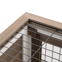 PawHut Wooden Rabbit Hutch, Indoor Bunny Cage with Wheels, Pull Out Trays, Run, Brown(m-10)