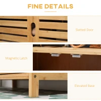 kleankin Bamboo Bathroom Cabinet, Bathroom Floor Cabinet with 2 Open Shelves and 2 Slatted Doors, Freestanding Linen Tower for Washroom, Natural(m-6)