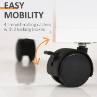 HOMCOM 24" Vertical Filing Cabinet with Lockable Drawer, Mobile File Cabinet with 2 Keys, Wheels for Home Office, White(m-5)