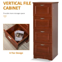 HOMCOM 4 Drawer Vertical File Cabinets Freestanding Enclosed Storage Cabinet with File Hanging, Dark Coffee(m-6)