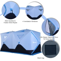 Outsunny 8-Person Insulated Ice Fishing Tent Shelter with Ventilation Windows and Carry Bag, for -22℉, Blue(m-7)