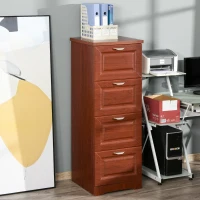HOMCOM 4 Drawer Vertical File Cabinets Freestanding Enclosed Storage Cabinet with File Hanging, Dark Coffee(m-1)