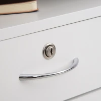 HOMCOM 24" Vertical Filing Cabinet with Lockable Drawer, Mobile File Cabinet with 2 Keys, Wheels for Home Office, White(m-9)