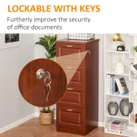 HOMCOM 4 Drawer Vertical File Cabinets Freestanding Enclosed Storage Cabinet with File Hanging, Dark Coffee(m-5)