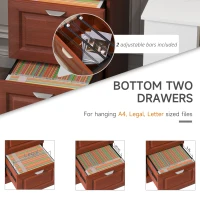 HOMCOM 4 Drawer Vertical File Cabinets Freestanding Enclosed Storage Cabinet with File Hanging, Dark Coffee(m-4)